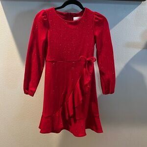 Beautiful Girls Red Sparkle Christmas Dress Size M/10